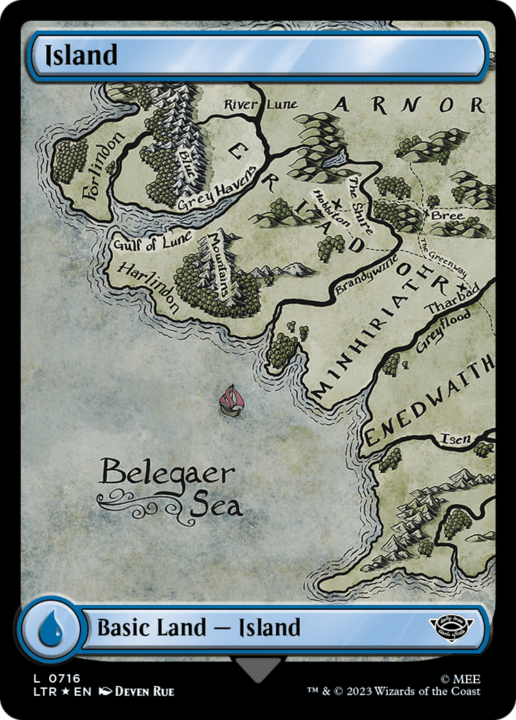 Island (0716) (Surge Foil) [The Lord of the Rings: Tales of Middle-Earth] | Galaxy Games LLC