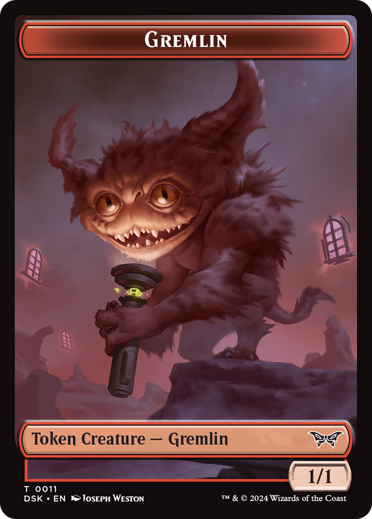 Gremlin // Manifest Double-Sided Token [Duskmourn: House of Horror Tokens] | Galaxy Games LLC