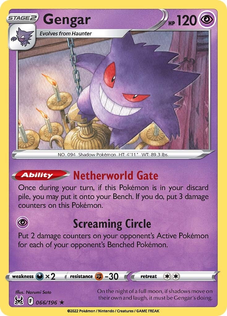 Gengar (066/196) (Theme Deck Exclusive) [Sword & Shield: Lost Origin] | Galaxy Games LLC