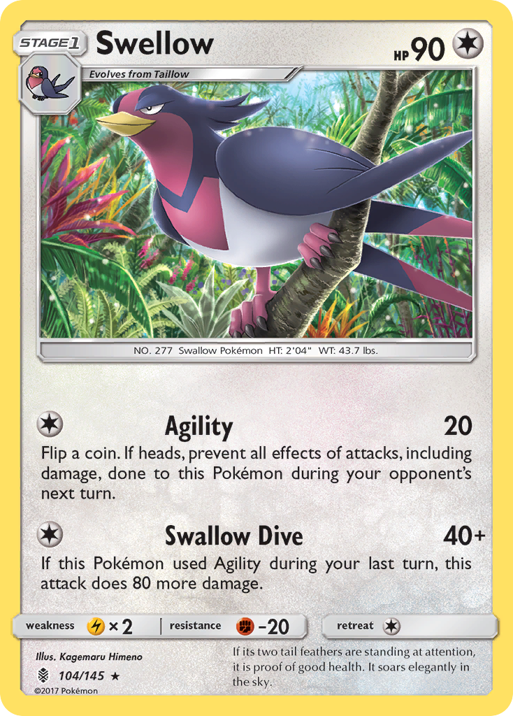 Swellow (104/145) [Sun & Moon: Guardians Rising] | Galaxy Games LLC