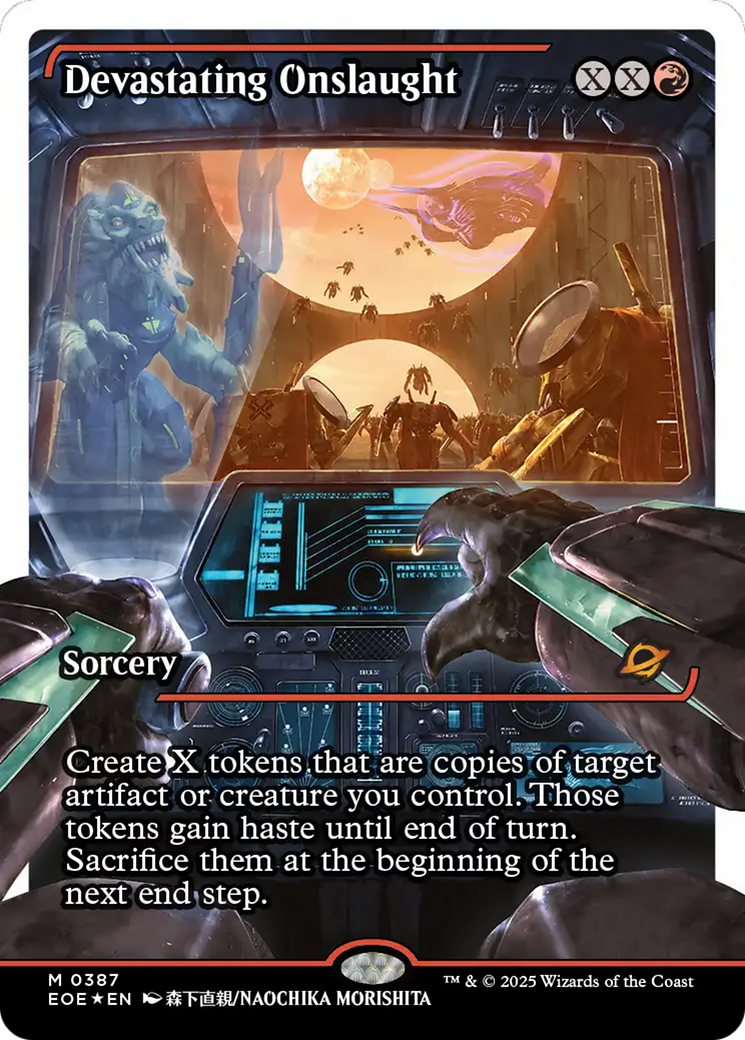 Devastating Onslaught (0387) (Showcase) (Fracture Foil) [Edge of Eternities] | Galaxy Games LLC