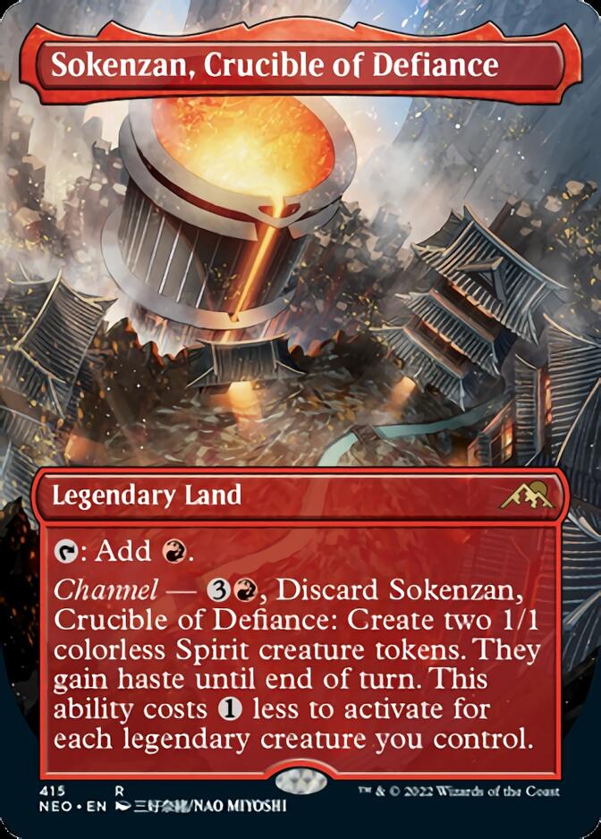 Sokenzan, Crucible of Defiance (Borderless Alternate Art) [Kamigawa: Neon Dynasty] | Galaxy Games LLC