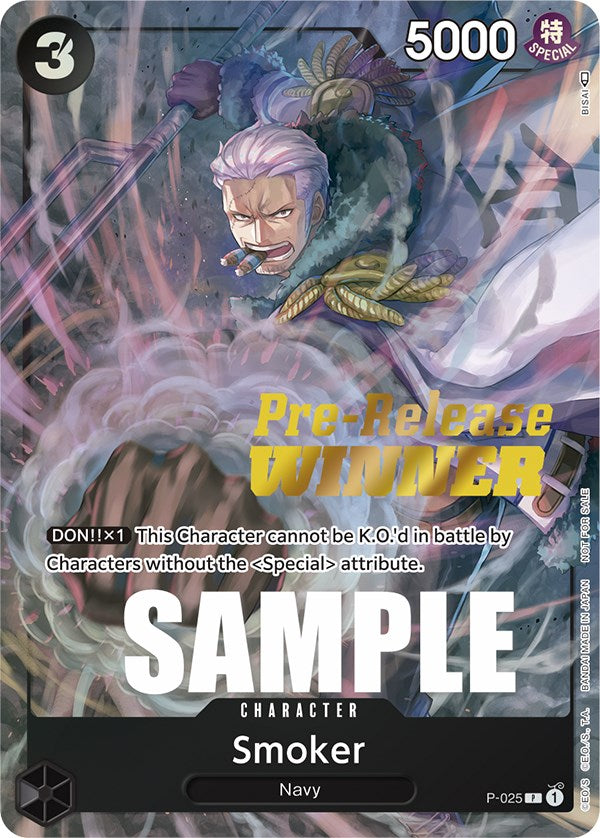 Smoker (Pre-Release) [Winner] [One Piece Promotion Cards] | Galaxy Games LLC