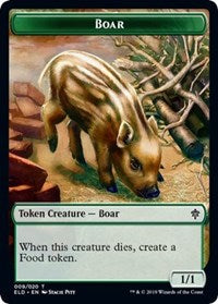 Boar // Food (18) Double-Sided Token [Throne of Eldraine Tokens] | Galaxy Games LLC