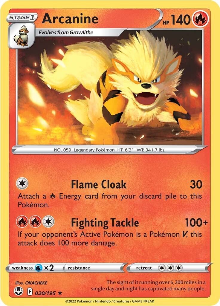 Arcanine (020/195) [Sword & Shield: Silver Tempest] | Galaxy Games LLC