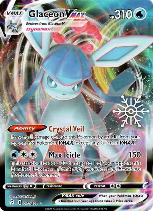 Glaceon VMAX (041/203) (Holiday Calendar) [Sword & Shield: Evolving Skies] | Galaxy Games LLC