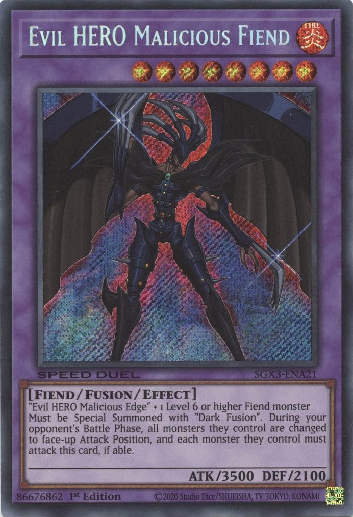 Evil HERO Malicious Fiend [SGX3-ENA21] Secret Rare | Galaxy Games LLC