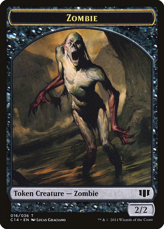 Horror // Zombie (016/036) Double-Sided Token [Commander 2014 Tokens] | Galaxy Games LLC