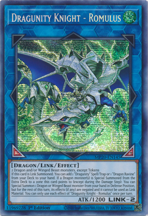 Dragunity Knight - Romulus [MP20-EN145] Prismatic Secret Rare | Galaxy Games LLC