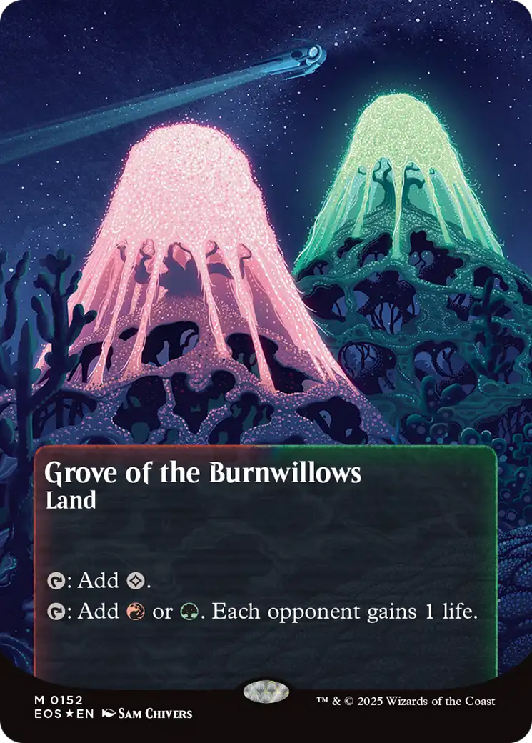 Grove of the Burnwillows (0152) (Borderless) (Galaxy Foil) [Edge of Eternities: Stellar Sights] | Galaxy Games LLC