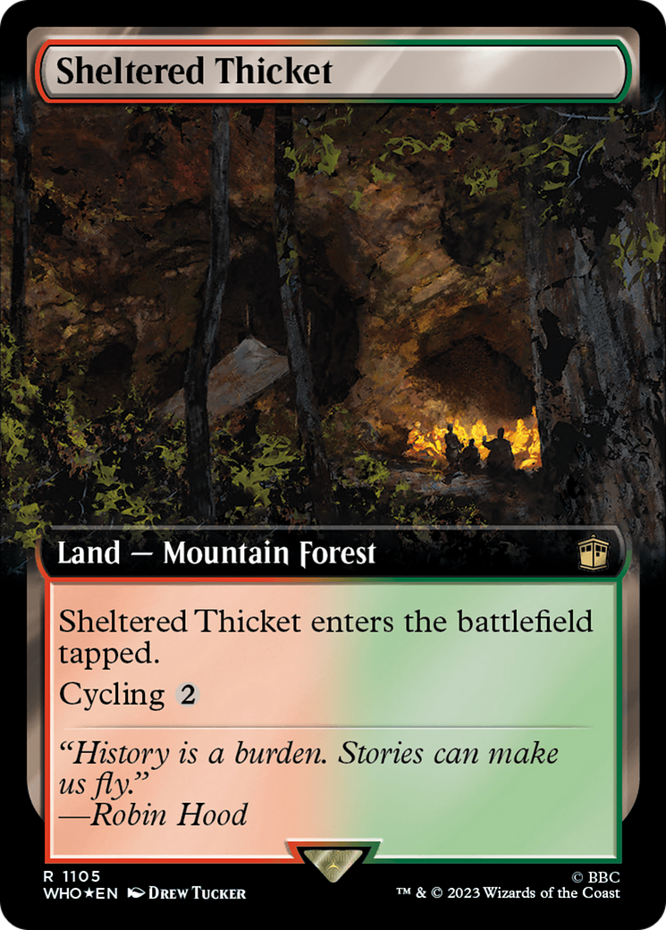 Sheltered Thicket (Extended Art) (Surge Foil) [Doctor Who] | Galaxy Games LLC