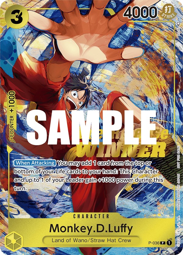 Monkey.D.Luffy (Pre-Release Tournament) [Winner] [One Piece Promotion Cards] | Galaxy Games LLC