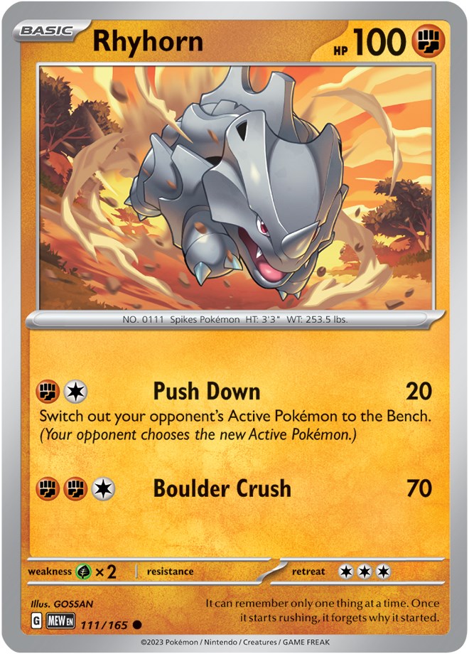 Rhyhorn (111/165) [Scarlet & Violet 151] | Galaxy Games LLC