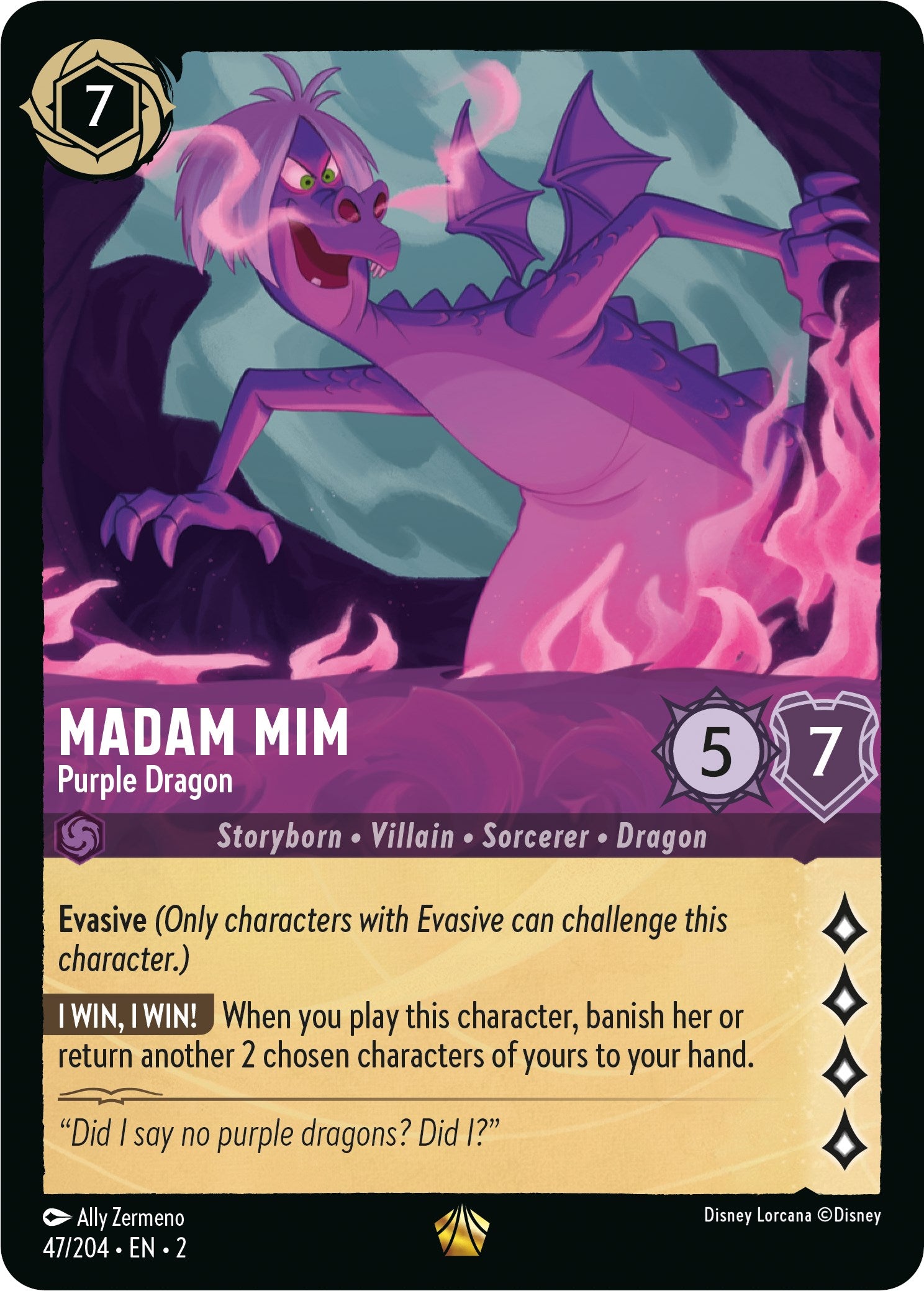 Madam Mim - Purple Dragon (47/204) [Rise of the Floodborn] | Galaxy Games LLC