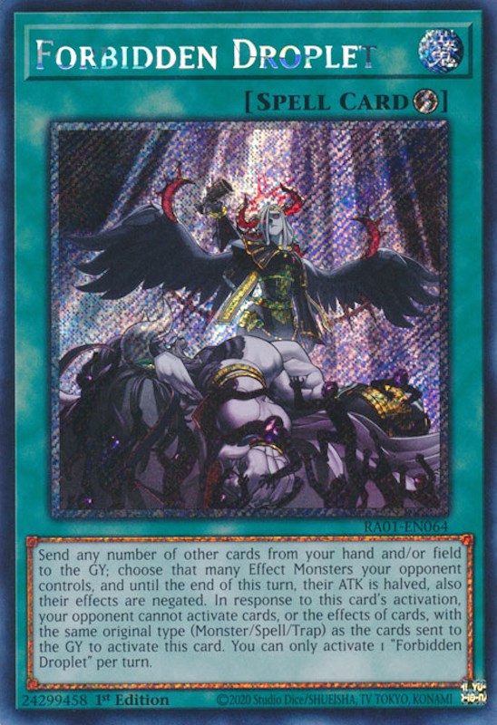 Forbidden Droplet [RA01-EN064] Platinum Secret Rare | Galaxy Games LLC