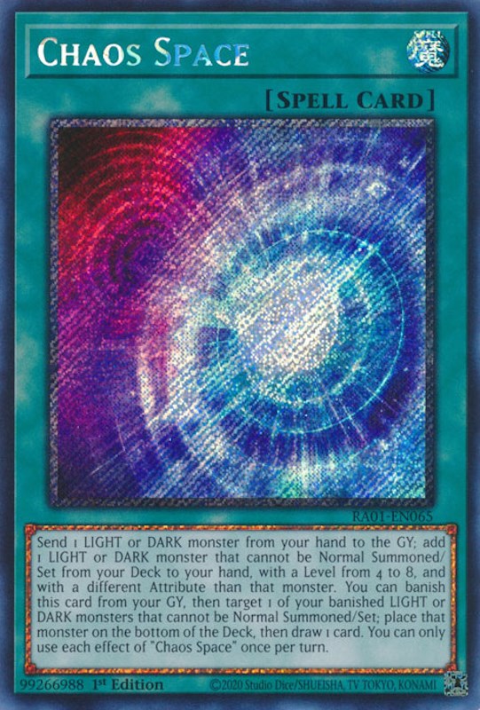 Chaos Space [RA01-EN065] Platinum Secret Rare | Galaxy Games LLC