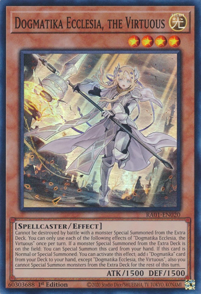 Dogmatika Ecclesia, the Virtuous [RA01-EN020] Super Rare | Galaxy Games LLC