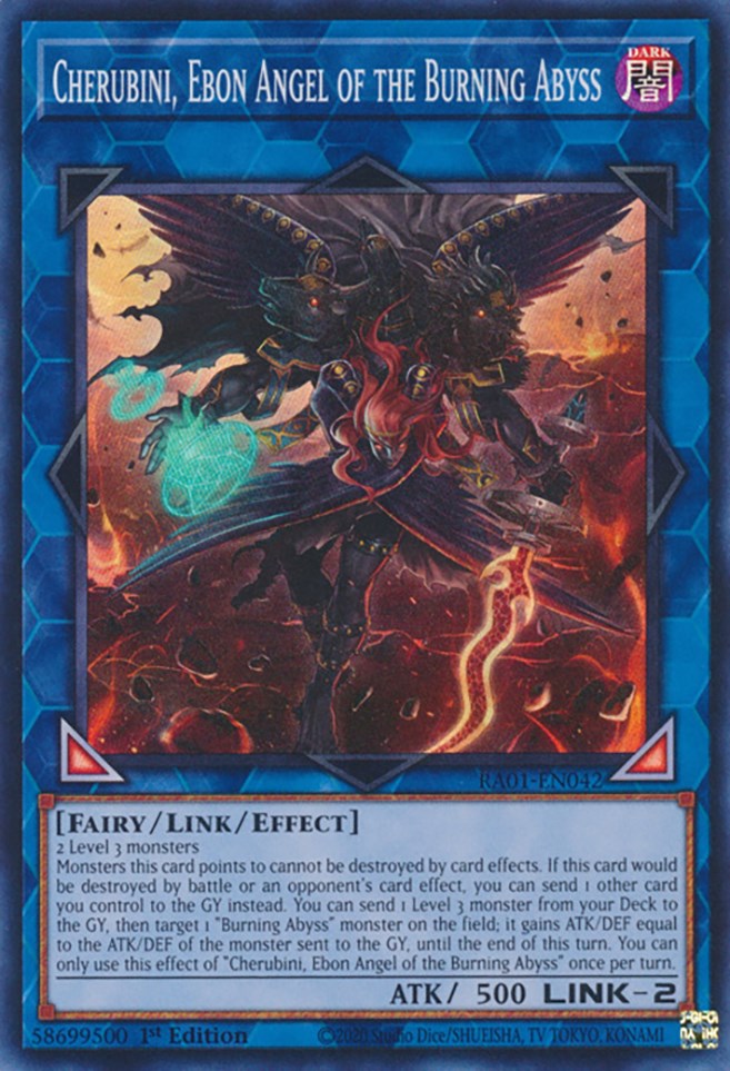 Cherubini, Ebon Angel of the Burning Abyss [RA01-EN042] Super Rare | Galaxy Games LLC