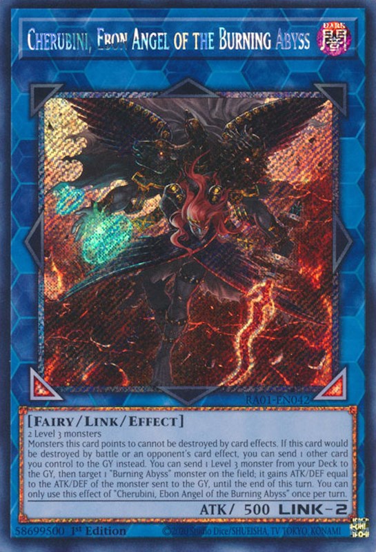 Cherubini, Ebon Angel of the Burning Abyss [RA01-EN042] Platinum Secret Rare | Galaxy Games LLC