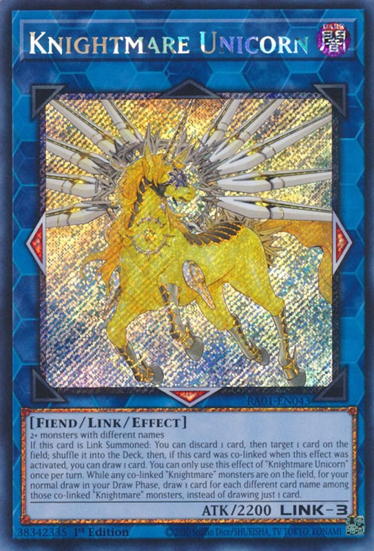 Knightmare Unicorn [RA01-EN043] Platinum Secret Rare | Galaxy Games LLC