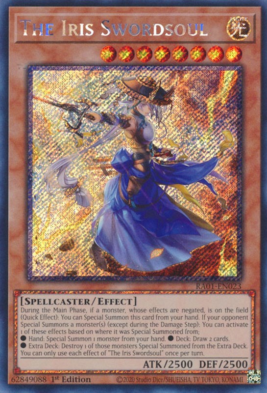 The Iris Swordsoul [RA01-EN023] Platinum Secret Rare | Galaxy Games LLC