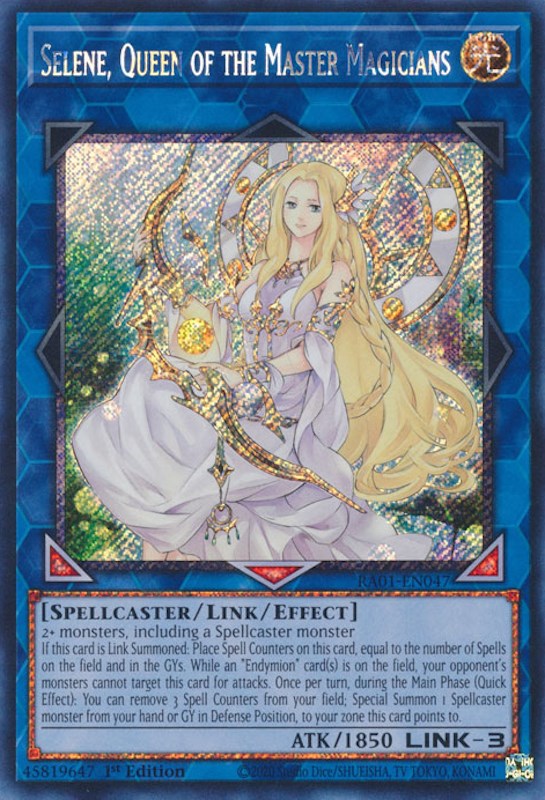 Selene, Queen of the Master Magicians [RA01-EN047] Platinum Secret Rare | Galaxy Games LLC