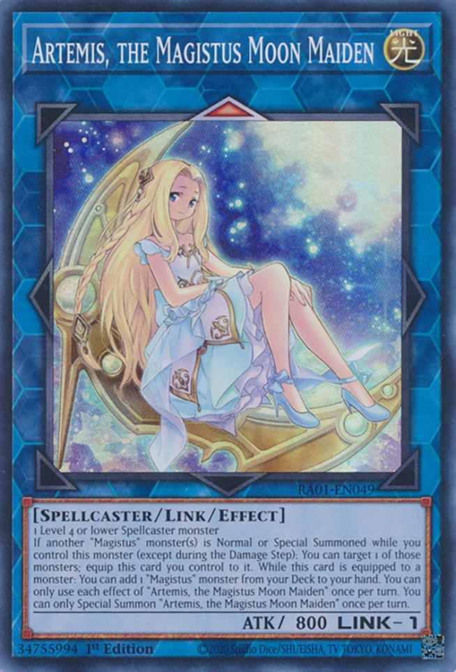 Artemis, the Magistus Moon Maiden [RA01-EN049] Super Rare | Galaxy Games LLC