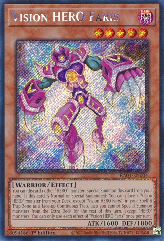 Vision HERO Faris [RA01-EN004] Platinum Secret Rare | Galaxy Games LLC