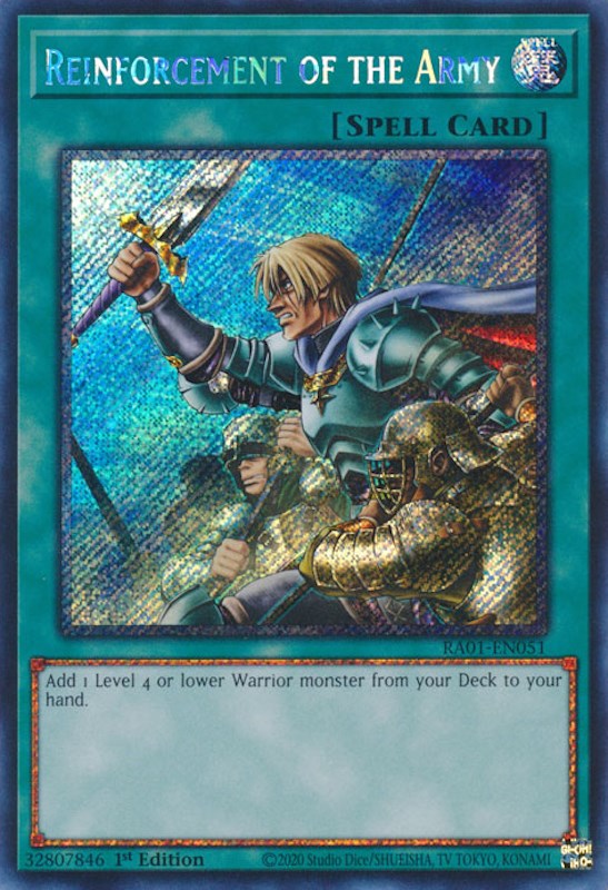 Reinforcement of the Army [RA01-EN051] Platinum Secret Rare | Galaxy Games LLC