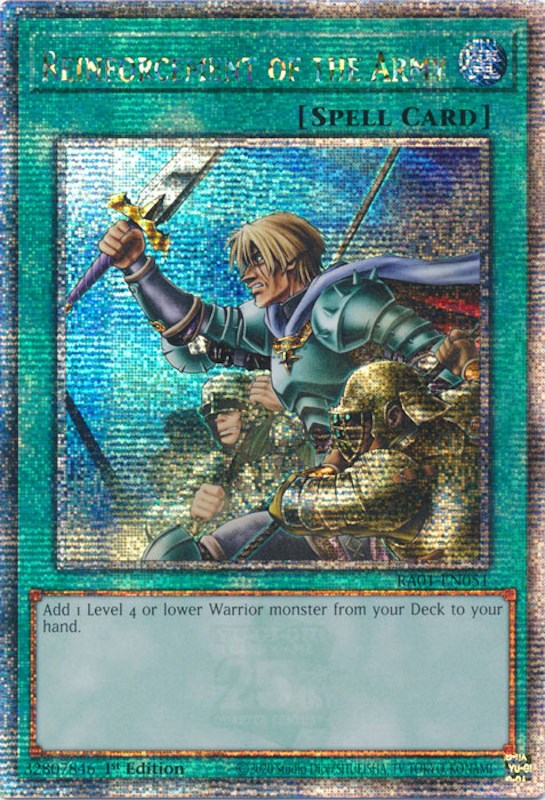 Reinforcement of the Army [RA01-EN051] Quarter Century Secret Rare | Galaxy Games LLC