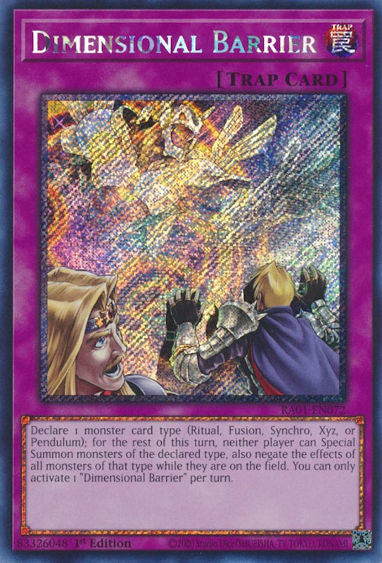 Dimensional Barrier [RA01-EN072] Platinum Secret Rare | Galaxy Games LLC