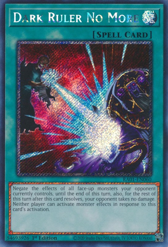 Dark Ruler No More [RA01-EN060] Platinum Secret Rare | Galaxy Games LLC