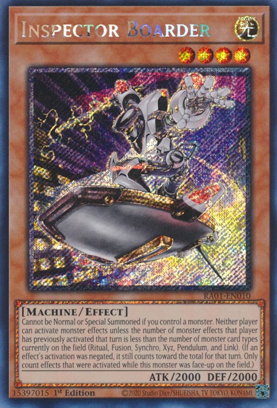 Inspector Boarder [RA01-EN010] Platinum Secret Rare | Galaxy Games LLC