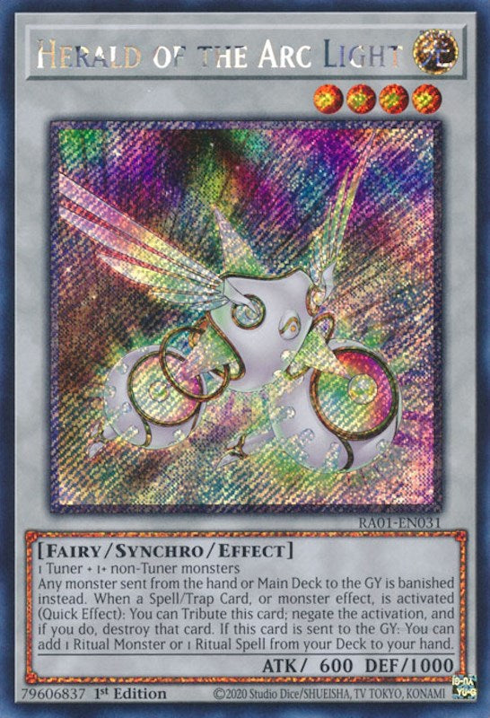 Herald of the Arc Light [RA01-EN031] Platinum Secret Rare | Galaxy Games LLC