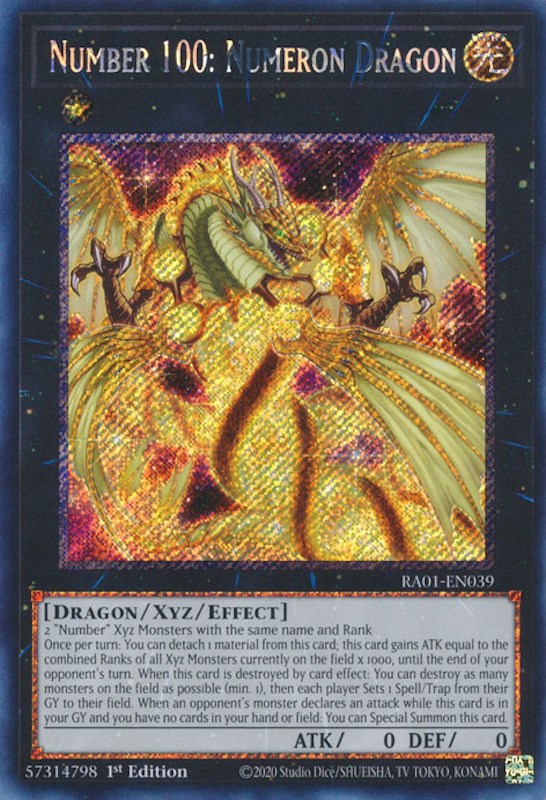 Number 100: Numeron Dragon [RA01-EN039] Platinum Secret Rare | Galaxy Games LLC