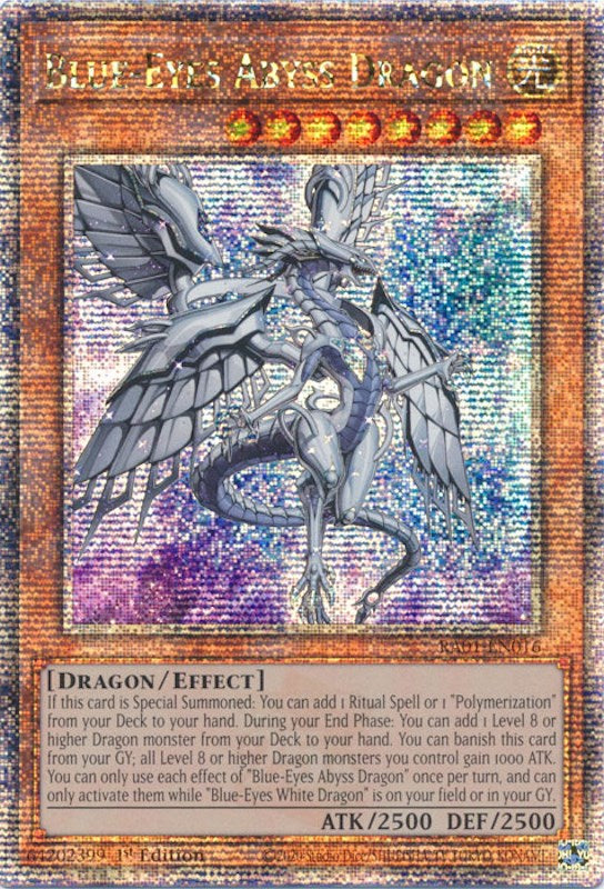 Blue-Eyes Abyss Dragon [RA01-EN016] Quarter Century Secret Rare | Galaxy Games LLC