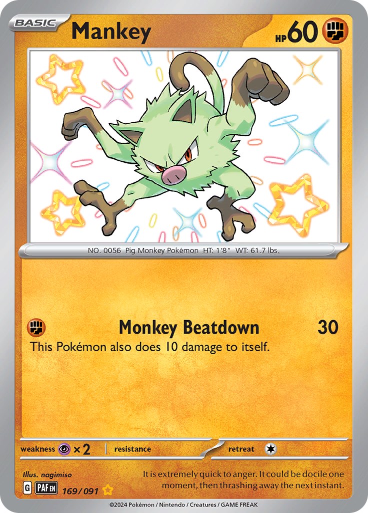 Mankey (169/091) [Scarlet & Violet: Paldean Fates] | Galaxy Games LLC