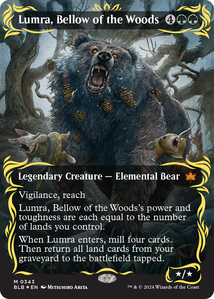 Lumra, Bellow of the Woods (Borderless) (Raised Foil) [Bloomburrow] | Galaxy Games LLC