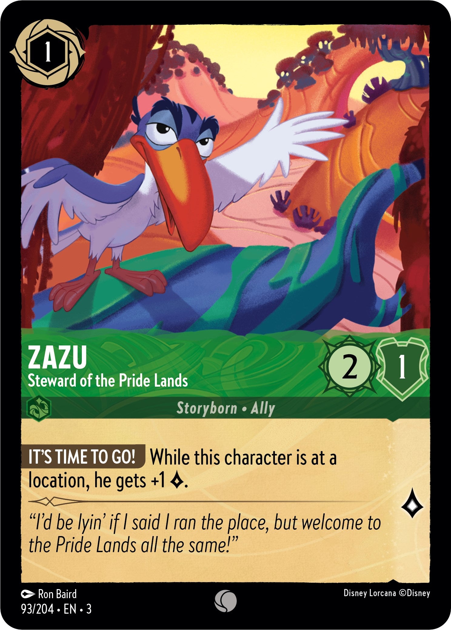 Zazu - Steward of the Pride Lands (93//204) [Into the Inklands] | Galaxy Games LLC