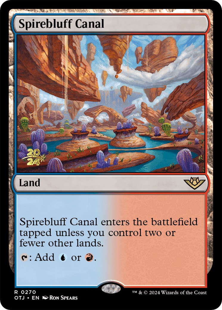 Spirebluff Canal (OTJ) [Outlaws of Thunder Junction Prerelease Promos] | Galaxy Games LLC