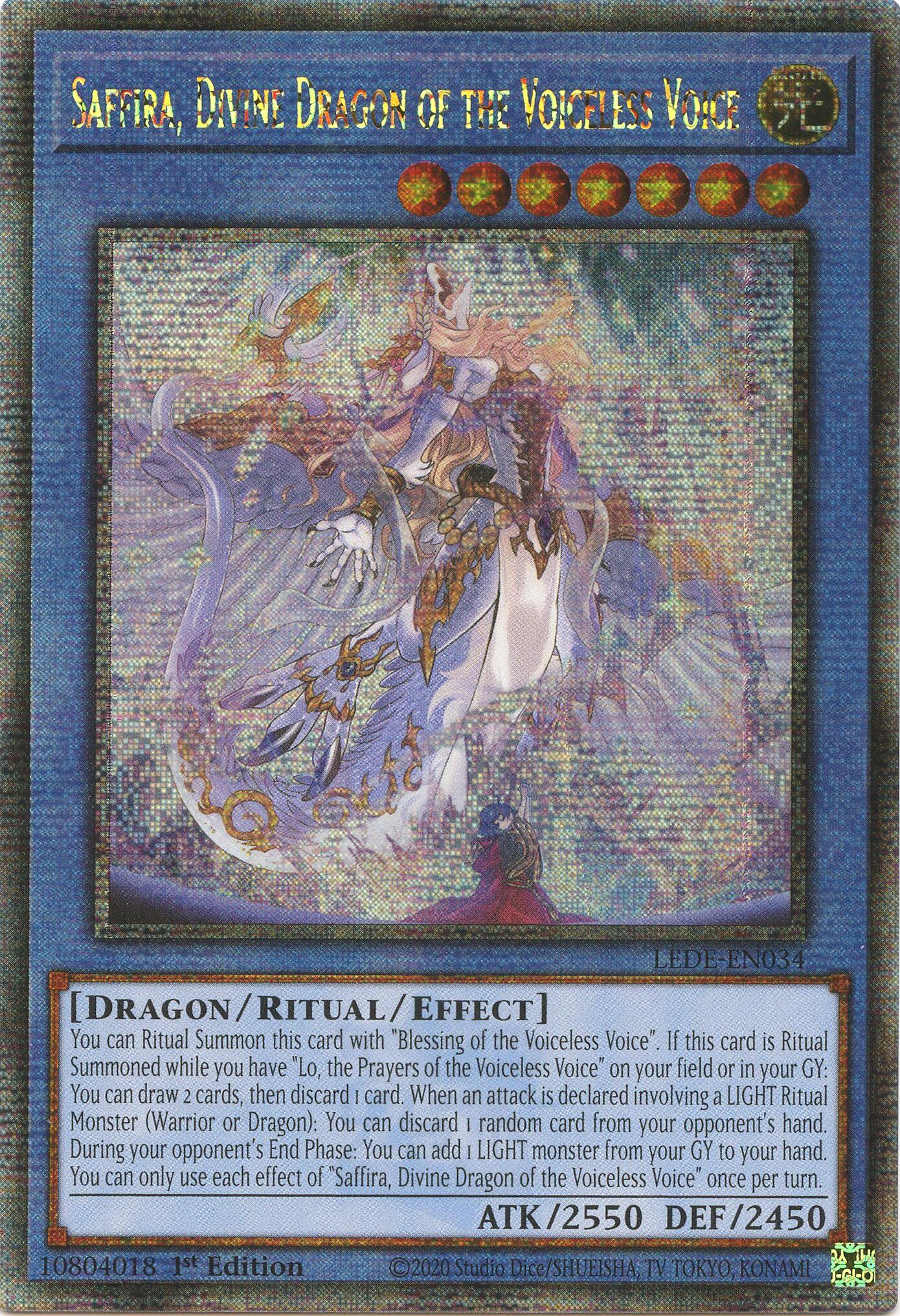 Saffira, Divine Dragon of the Voiceless Voice (Quarter Century Secret Rare) [LEDE-EN034] Quarter Century Secret Rare | Galaxy Games LLC