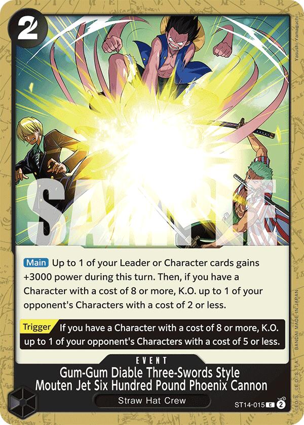 Gum-Gum Diable Three-Swords Style Mouten Jet Six Hundred Pound Phoenix Cannon [Starter Deck: 3D2Y] | Galaxy Games LLC