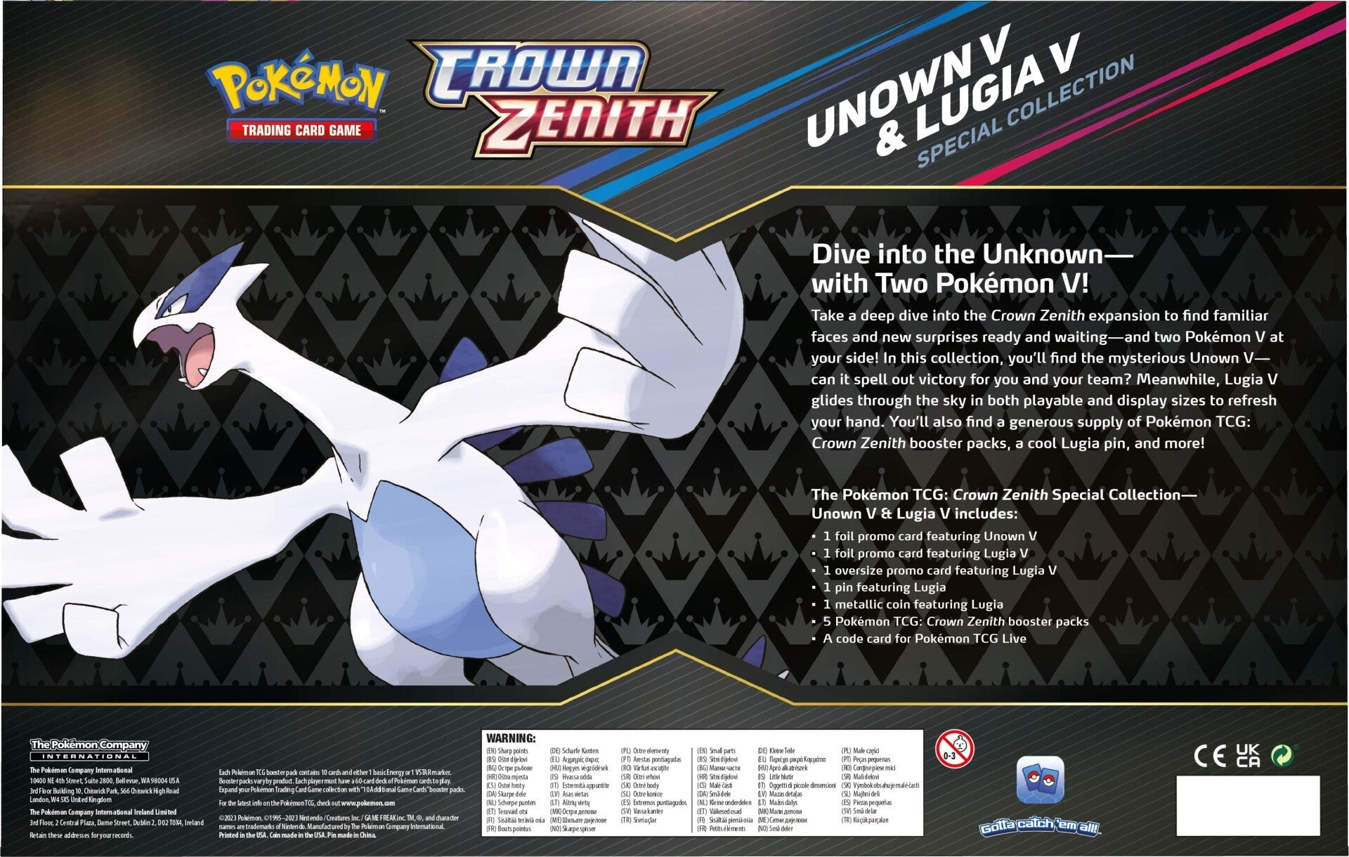 Sword & Shield: Crown Zenith - Special Collection (Unown V & Lugia V) | Galaxy Games LLC