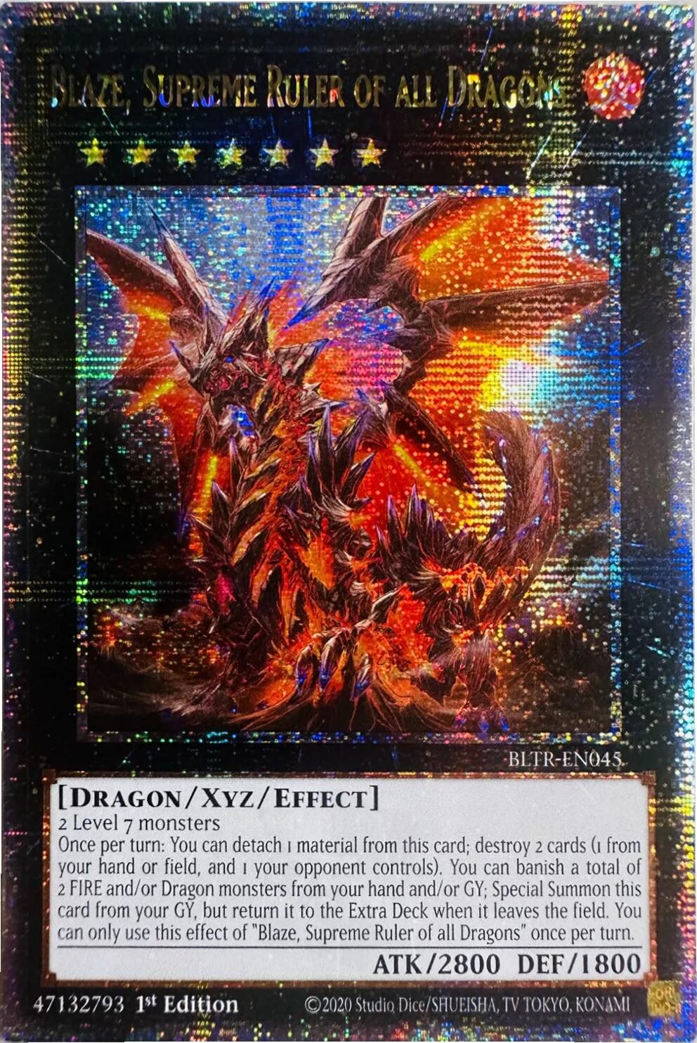 Blaze, Supreme Ruler of all Dragons (Quarter Century Secret Rare) [BLTR-EN045] Quarter Century Secret Rare | Galaxy Games LLC