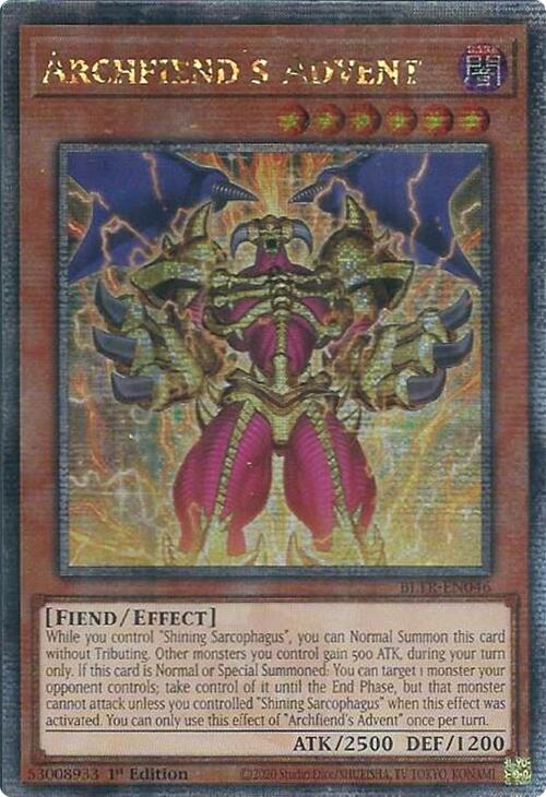 Archfiend's Advent (Quarter Century Secret Rare) [BLTR-EN046] Quarter Century Secret Rare | Galaxy Games LLC