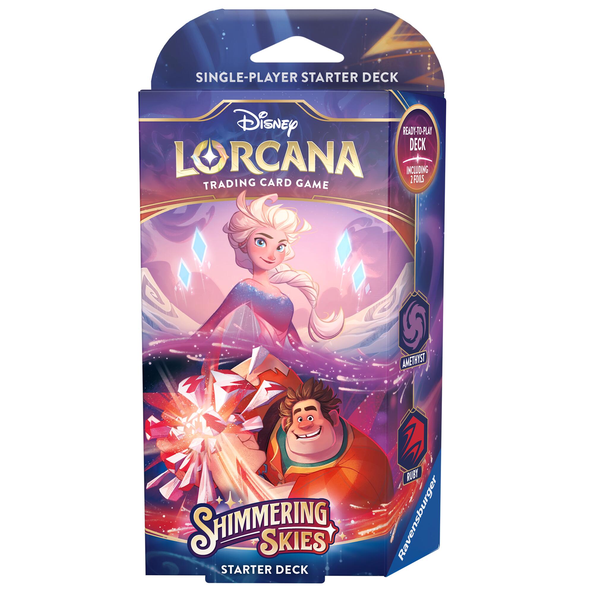 Disney Lorcana: Shimmering Skies - Starter Deck (Amethyst & Ruby) | Galaxy Games LLC