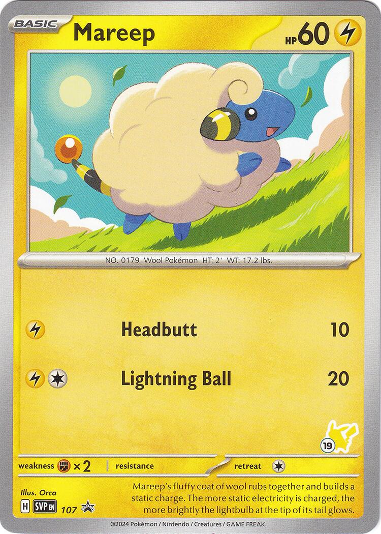 Mareep (107) (Pikachu Stamp #19) [Battle Academy 2024] | Galaxy Games LLC