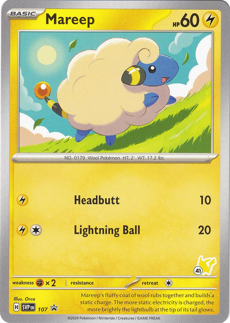 Mareep (107) (Pikachu Stamp #41) [Battle Academy 2024] | Galaxy Games LLC