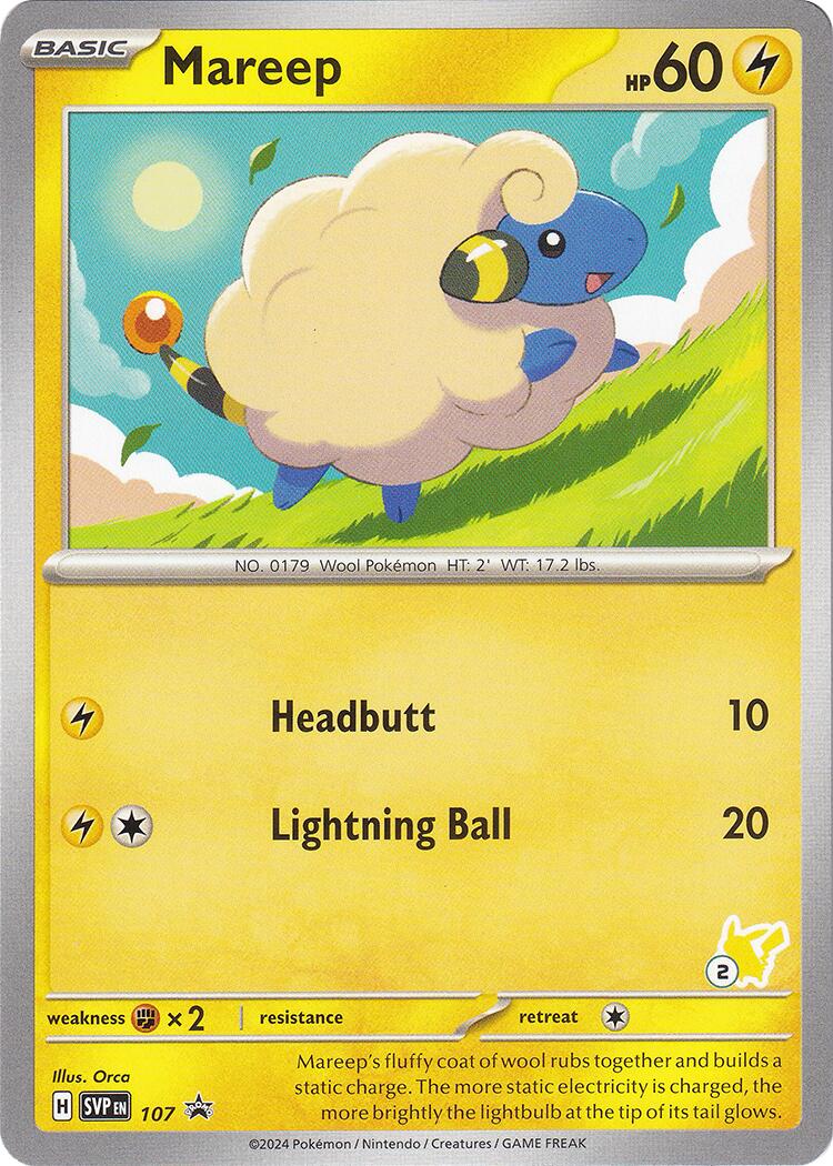 Mareep (107) (Pikachu Stamp #2) [Battle Academy 2024] | Galaxy Games LLC