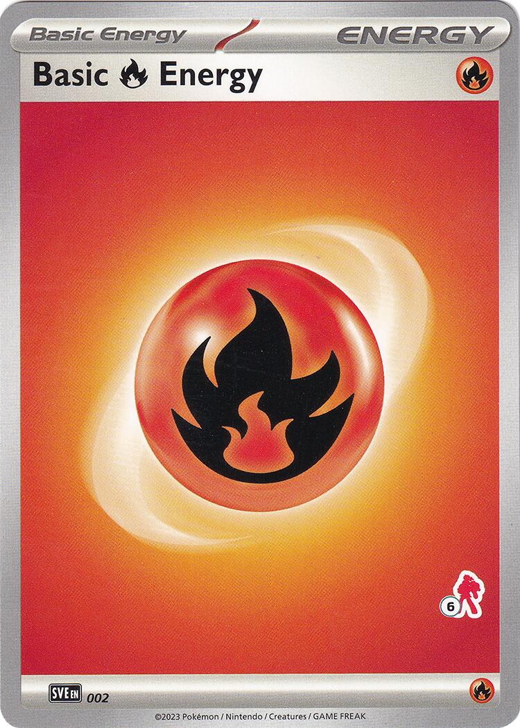Basic Fire Energy (002) (Armarouge Stamp #6) [Battle Academy 2024] | Galaxy Games LLC